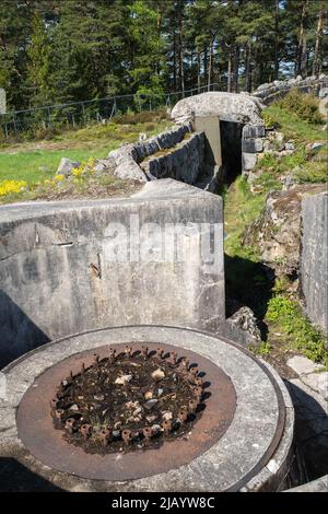 Sarpsborg, Norwegen - 20. Mai 2022: Die Festung Ravneberget liegt nördlich von Sarpsborg und ist zusammen mit Greaker for Teil der Festung Sarpsborg Stockfoto