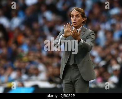 London, Vereinigtes Königreich . 01.. Juni 2022. Roberto Mancini Manager von Italien während des Fußballspiels Argentinien gegen Italien, UEFA Finalissima 2022, Wembley Stadium, London, Großbritannien. 1.. Juni 2022. Kredit: Michael Zemanek/Alamy Live Nachrichten Stockfoto