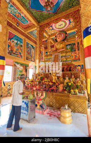 Die Haupthalle der Khmer Bung Coc Pagode in SoC Trang, Vietnam Stockfoto