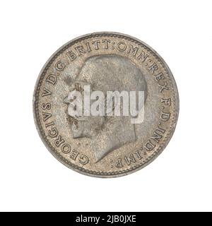 Großbritannien, Jerzy V (1910 1936), 3 Penns, London; 1921 Mint London, Mackennal, Edgar Bertram (1863 1931), Merlen, Jean Baptiste (1769 1850) Stockfoto