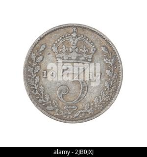 Großbritannien, Jerzy V (1910 1936), 3 Penns, London; 1917 Mint London, Mackennal, Edgar Bertram (1863 1931), Merlen, Jean Baptiste (1769 1850) Stockfoto