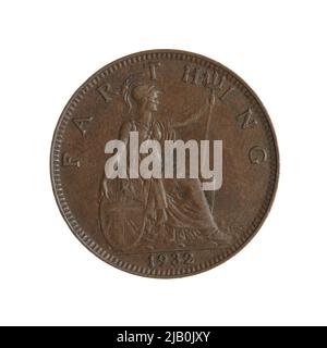 Großbritannien, Jerzy V (1910 1936), 1 Farthing, London; 1932 Mint London, Mackennal, Edgar Bertram (1863 1931) Stockfoto