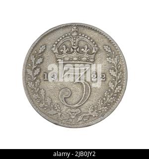 Großbritannien, Jerzy V (1910 1936), 3 Penns, London; 1922 Mint London, Mackennal, Edgar Bertram (1863 1931), Merlen, Jean Baptiste (1769 1850) Stockfoto