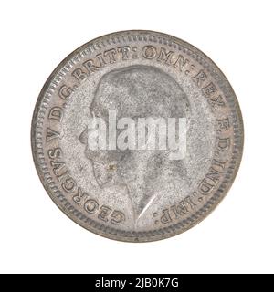 Großbritannien, Jerzy V (1910 1936), 3 Penns, London; 1926 Mint London, Mackennal, Edgar Bertram (1863 1931), Merlen, Jean Baptiste (1769 1850) Stockfoto