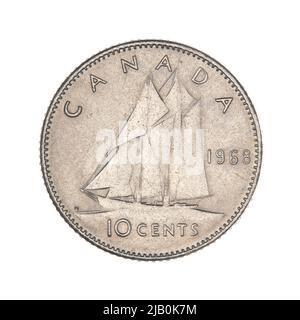 Kanada, Elżbieta II (1952 ), 10 Cent, Ottawa; 1968 Mint Ottawa, Machin, Arnold (1911 1999), Hahn, Emanuel Otto (1881 1957) Stockfoto