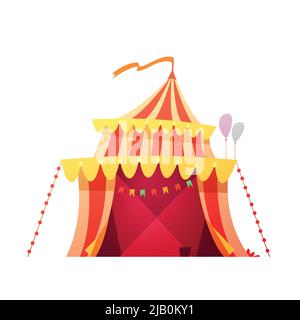 Reisen Chapiteau Zirkus rot gelb Zelt im Freizeitpark bereit Feind zeigen Retro Cartoon Symbol Illustration Vektor Stock Vektor