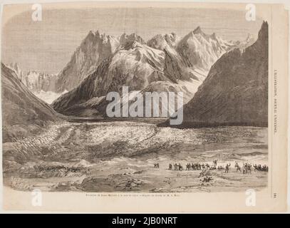 Reise von Kaiser Napoleon III. Und Kaiserin Eugenia zum Gletscher im September 1860 nach der Abbildung A. März. Schärfung mit L'Illustration, Journal Universel wahrscheinlich von 1860 S. 181 Best, H. (n.n.), Marc, A. Stockfoto