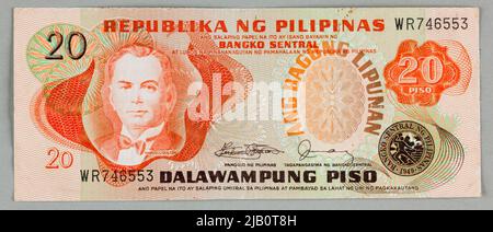Banknote 20 PISO; Philippinen, B.R. (1978). Stockfoto