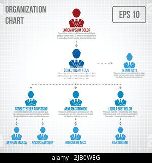 Organigramm Infografik Geschäft Hierarchie Chef zu Mitarbeiter-Struktur-Vektor-illustration Stock Vektor