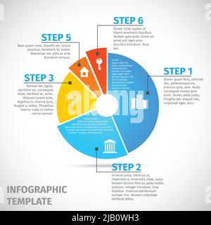 Farbige abstrakte flache Tortendiagramm Immobilien Infografik Vorlage Vektor Illustration Stock Vektor
