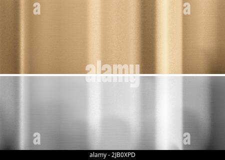Genähte Strukturen aus Aluminium, Bronze und Messing. 3D Rendern Stockfoto
