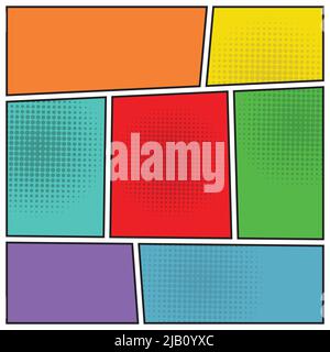Comics Popart Stil leeres Layout Vorlage Hintergrund Vektor-illustration Stock Vektor
