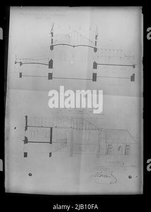 Kraków, Kazimierz, Alt-Potnica in der ul. Breite, architektonische Zeichnungen (Querschnitte) unbekannt Stockfoto