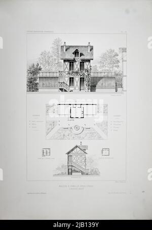 Haus in Familly bei Orbec, A. Mercier, Arch [ITEC] Te W: Kleine französische Wohnungen: Häuser Villen Pavillons. Veröffentlicht unter der Leitung von J. Boussard, Paris: V [EUV] E A. Morel und C [Ompagn] IE, Paris 1881 Druckerei ch. Ältere Distel, sulpis, alice Stockfoto