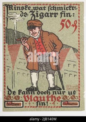 Ersatzgutschein für 50 Pfennig, Deutschland; Stadt, Vlotho; April 1921 Stockfoto