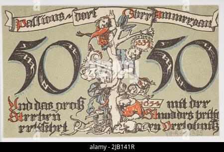 Ersatzgutschein für 50 Pfennig, Deutschland; Gemeinde, Oberammergau; 1.07.1921 Stockfoto