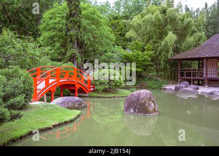 Traditioneller japanischer Garten in Toulouse Frankreich Stockfoto
