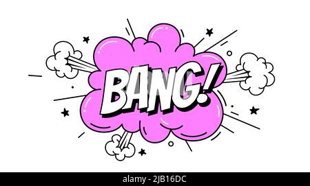 Sprechblase Bang. Banner, Sprechblase, Poster- und Stickerkonzept, komischer lustiger Stil mit Text Bang. Explosionsdesign, Sprechblase, Message Bang für Banner, Poster, Web. Vektorgrafik Stock Vektor