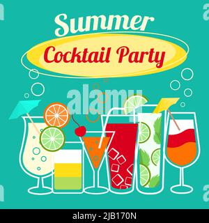 Sommer-Cocktails party Banner Einladung Flyer Karte Vorlage Vektor-illustration Stock Vektor