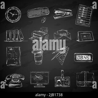 Büro Geschäftsausstattung liefert Symbole Satz von Ordnern Dateien Dokumente und Aktenkoffer isoliert-Tafel-Vektor-illustration Stock Vektor