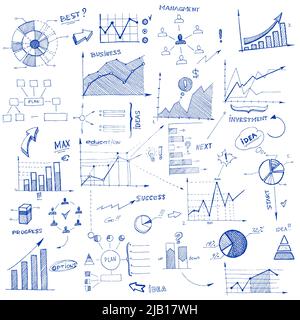 Doodle Infografik Design Elemente isoliert Vektor-illustration Stock Vektor