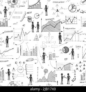 Nahtlose Doodle-Web-Infografiken-Hintergrund-Vektor-illustration Stock Vektor