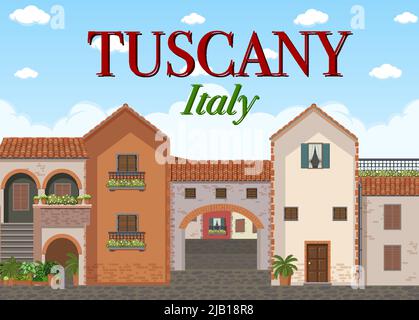 Tuscany Italy Landmark Logo Banner Illustration Stock Vektor