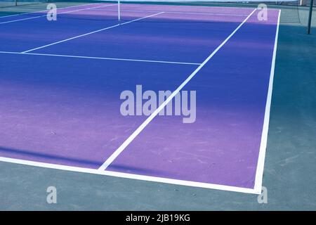 Nahaufnahme der Grundlinie des Tennisplatzes Stockfoto
