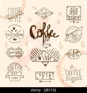 Vintage Retro Kaffee kalligraphischen Stempel für Café Restaurant Menü Design Vektor Illustration Stock Vektor