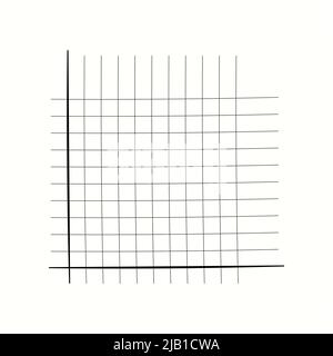 Rasterpapier. Mathematisches Diagramm. Kartesisches Koordinatensystem mit x-Achse, y-Achse. Quadratischer Hintergrund mit farbigen Linien. Geometrisches Muster für die Schule Stock Vektor