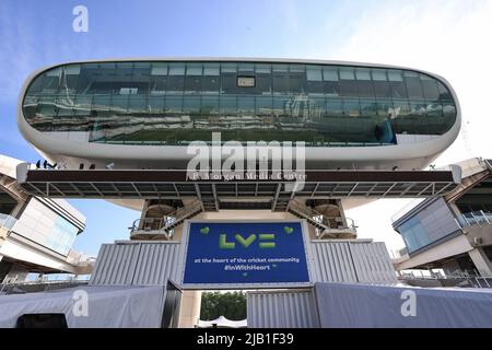 London, Großbritannien. 02.. Juni 2022. Das J.P Morgan Media Center at Lords in London, Großbritannien am 6/2/2022. (Foto von Mark Cosgrove/News Images/Sipa USA) Quelle: SIPA USA/Alamy Live News Stockfoto