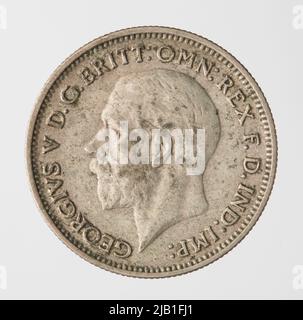 Großbritannien, Jerzy V (1910 1936), 6 Pence, London; 1934 Mint London, Mackennal, Edgar Bertram (1863 1931), Kruger Grey, George Edward (1880 1943), Jerzy V. Stockfoto