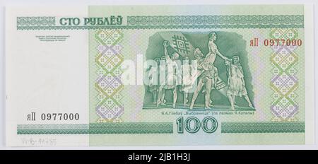 100 Rubel Banknote; Nationalbank der Republik Belarus, Weißrussland; 2000 Stockfoto