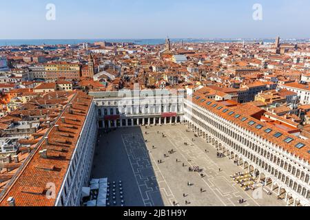 Venedig Piazza San Marco Square von oben Überblick Reiseurlaub Urlaub Stadt Stadt Italien Stockfoto