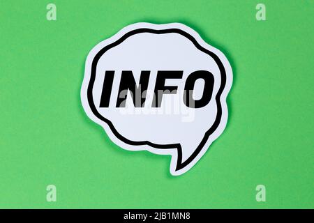 Info Informationen helfen bei der Unterstützung von Problemen Sprechblase Kommunikationskonzept Sprechen Sprechen Sprechen Stockfoto