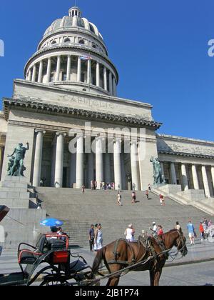 Pferdekutsche am Capitol, Plaza de la Catedral, alte T Stockfoto
