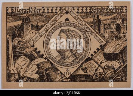 Ersatzgutschein; Deutschland (Weimarer Republik); Schleiz; 50 Pfennig; 1921 (anderer Typ). Stockfoto