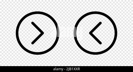 Pfeilsymbole links und rechts auf transparentem Hintergrund Stock Vektor
