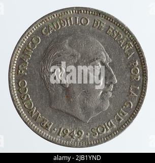 Spanien, Francisco Franco (1936 1975), 5 Peset, Madrid; Münzstätte Madrid 1950 Stockfoto