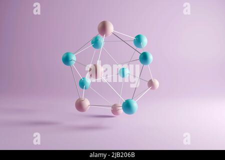 Dreidimensionales Rendern von weißen verbundenen Kugeln. 3D Abbildung Stockfoto