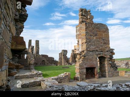 Ruinen des Earl's Palace, ein Schloß aus dem 16. Jahrhundert im Birsay, Festland, Orkney, Schottland, Großbritannien Stockfoto