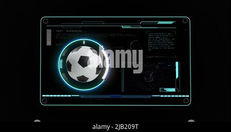 Bild von Scopes und Datenverarbeitung mit Fußball Stockfoto