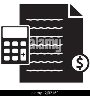 Budget-Symbol auf weißem Hintergrund. Shopping und E-Commerce-Zeichen. Geldberechnung Symbol. Financial Payment Business-Konzept. Flacher Stil. Stockfoto