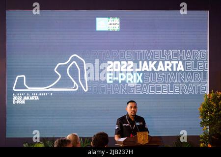 Ahmad Sahroni, Vorsitzender der Formel E Jakarta, Portrait Meet and Greet während des Jakarta ePrix 2022, 6. Treffen der ABB FIA Formula E Weltmeisterschaft 2021-22, auf dem Jakarta International e-Prix Kurs vom 2. Bis 4. Juni in Jakarta - Foto Germain Hazard / DPPI Stockfoto