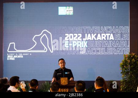 BASWEDAN Anies, Gouverneur von DKI Jakarta, Portrait Meet and Greet während des Jakarta ePrix 2022, 6. Treffen der ABB FIA Formel E Weltmeisterschaft 2021-22, auf dem Jakarta International e-Prix Kurs vom 2. Bis 4. Juni in Jakarta - Foto Germain Hazard / DPPI Stockfoto