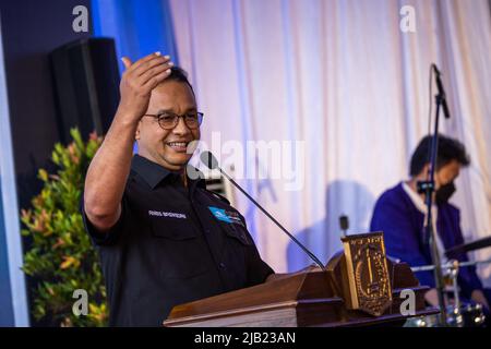 BASWEDAN Anies, Gouverneur von DKI Jakarta, Portrait Meet and Greet während des Jakarta ePrix 2022, 6. Treffen der ABB FIA Formel E Weltmeisterschaft 2021-22, auf dem Jakarta International e-Prix Kurs vom 2. Bis 4. Juni in Jakarta - Foto Germain Hazard / DPPI Stockfoto