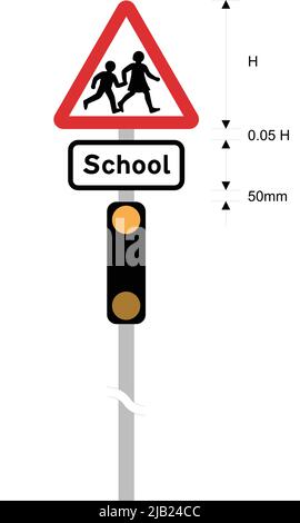 Beispiel für eine Kreisverkehrskreuzung, Straßenschilder im Vereinigten Königreich Stock Vektor