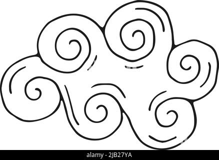 Witziges Wolkensymbol. Rundes, wirbelnde Himmelselement Stock Vektor