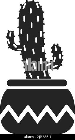 Dekorative Sukkulente Pflanze schwarz Symbol. Kaktus-Silhouette Stock Vektor