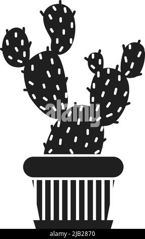 Silhouette tropischer Pflanzen. Schwarzes Kaktentopf-Symbol Stock Vektor